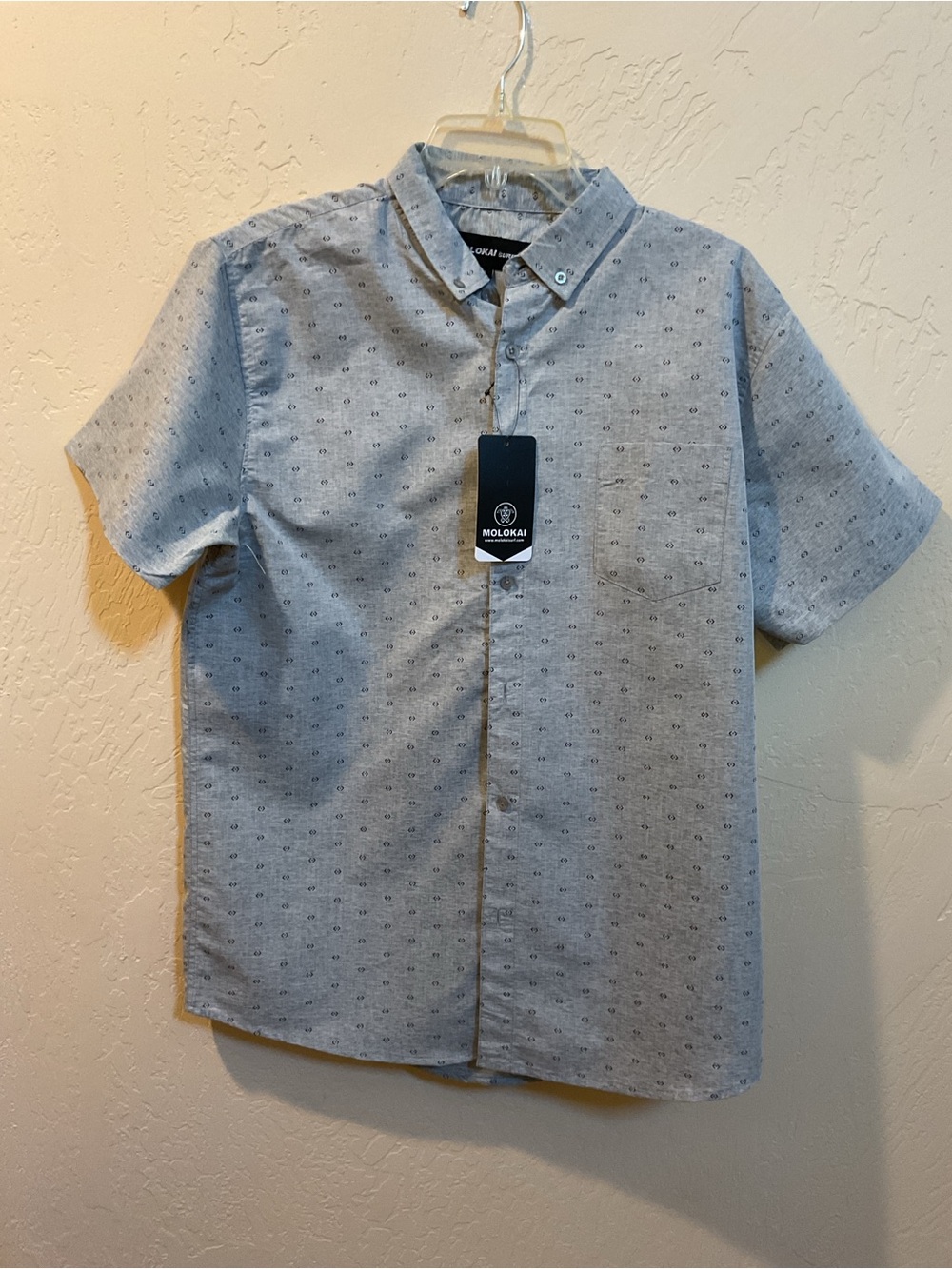 Molokai surf Short-Sleeve Button-Down in Light Gray with Micro Dots large